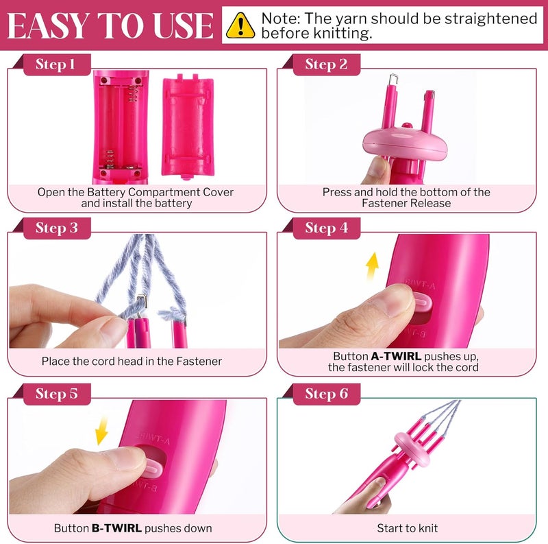 Enhon Cord Maker Portable Fringe Twister, Handheld Cord Maker for Craft Yarn Making Twister for Beginners(Pink) - Image 5